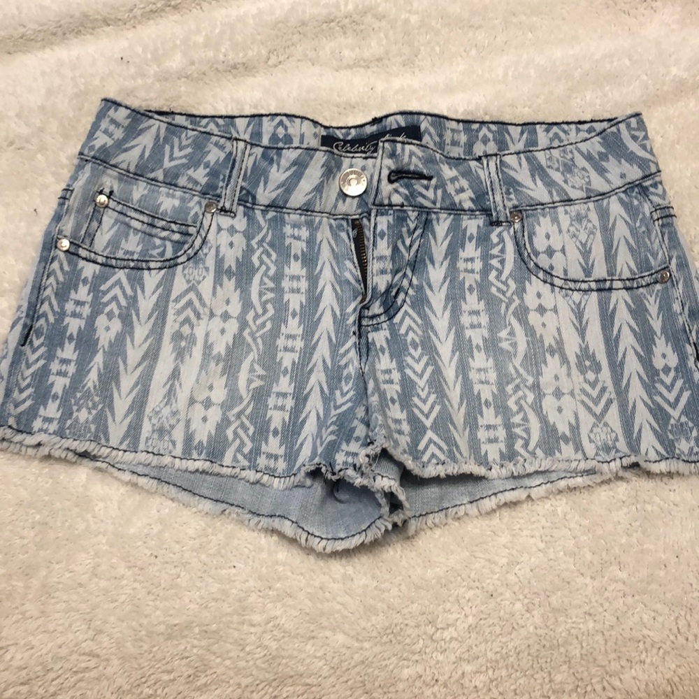 Aztec Print Jean Shorts